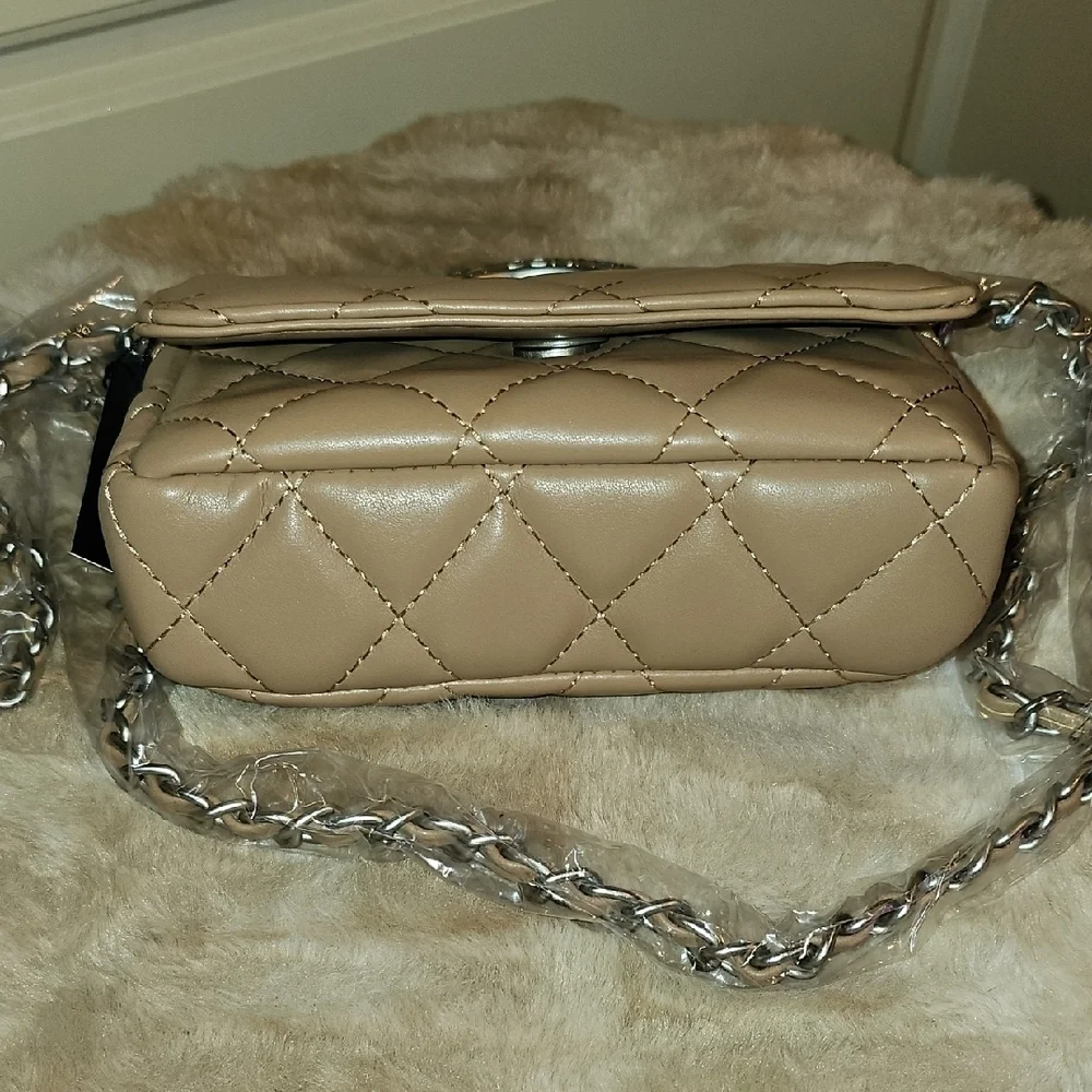 French Connection Beige Quilted Mini Bag - Picture 7 of 13